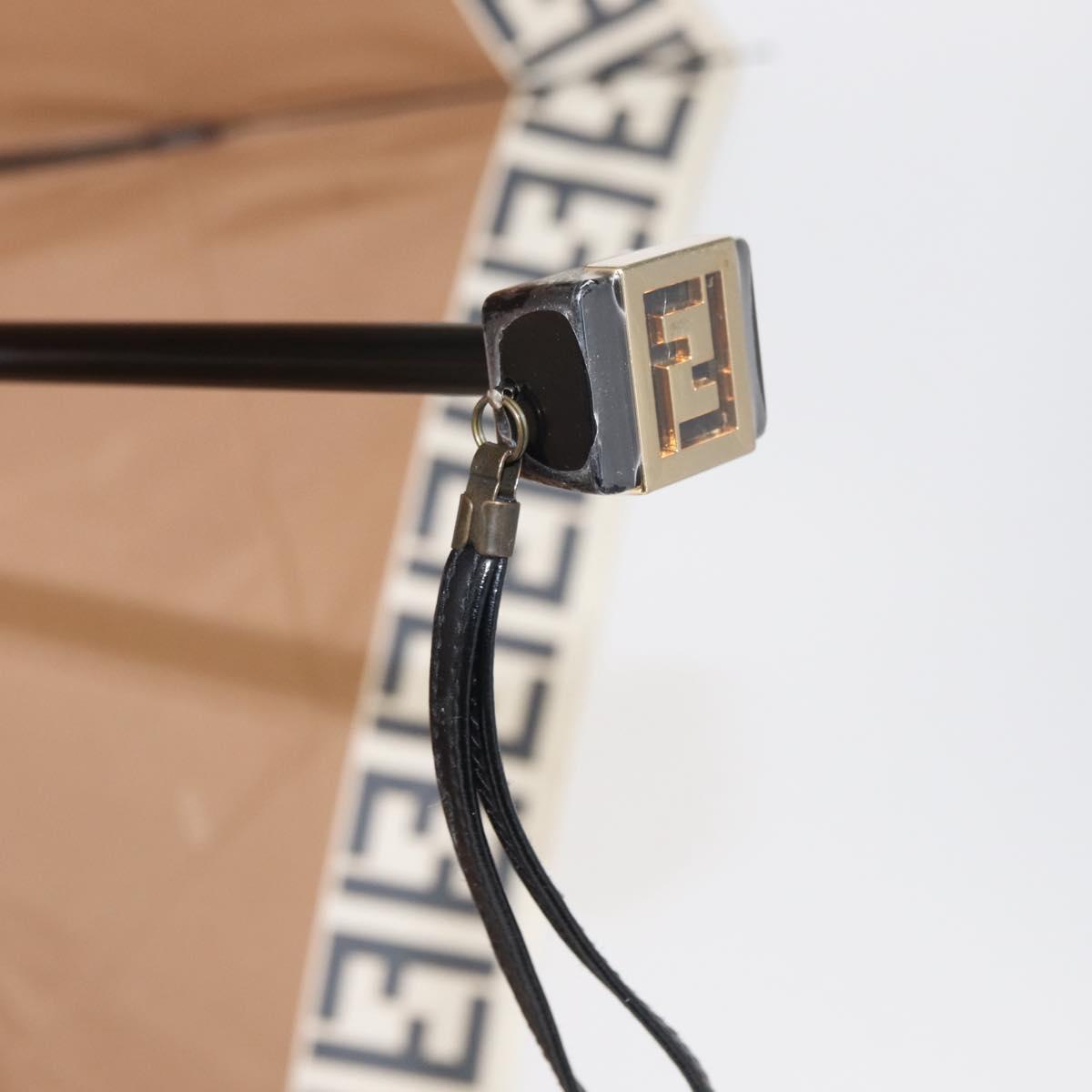 FENDI Zucca Canvas Umbrella Nylon Brown Black Auth 157545V