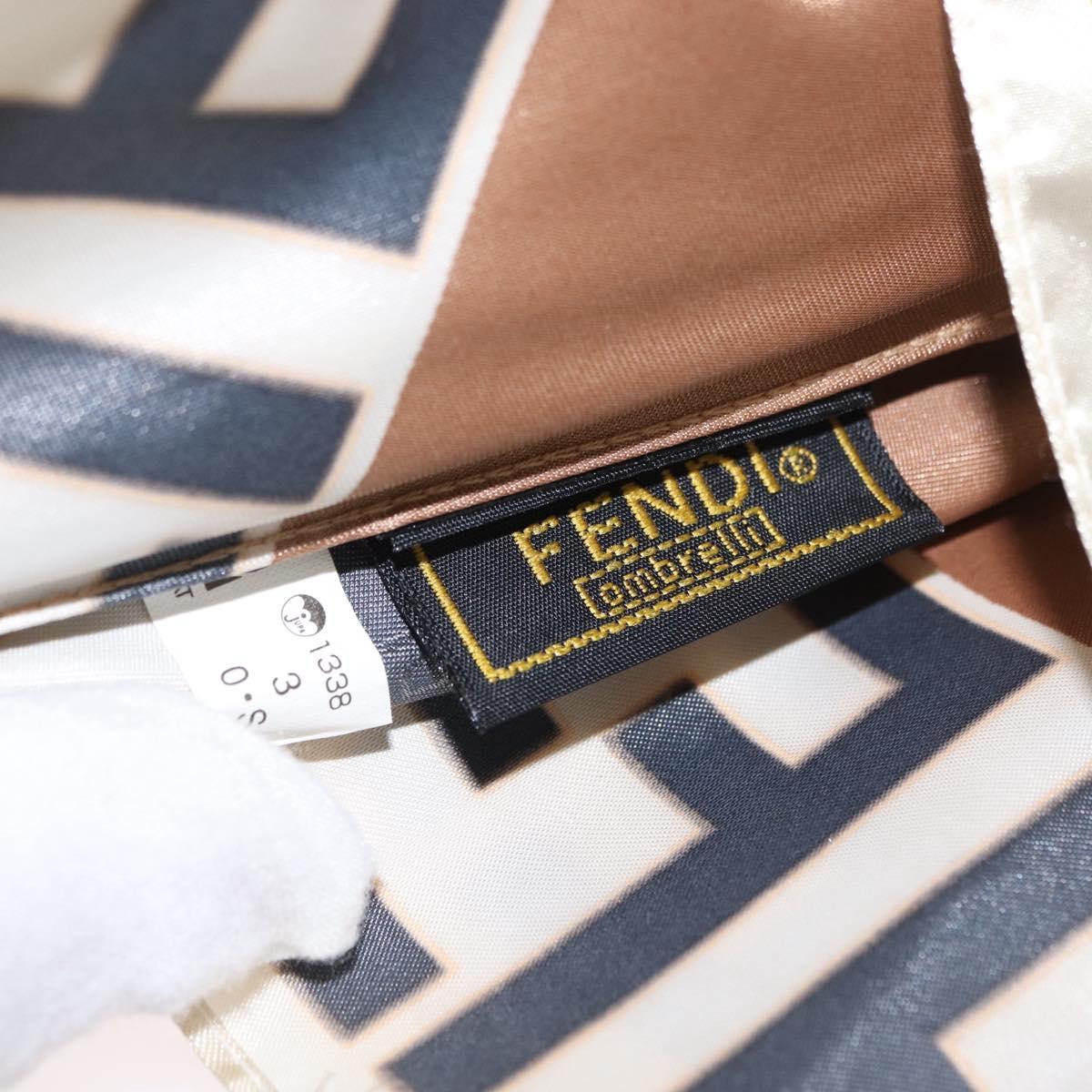 FENDI Zucca Canvas Umbrella Nylon Brown Black Auth 157545V