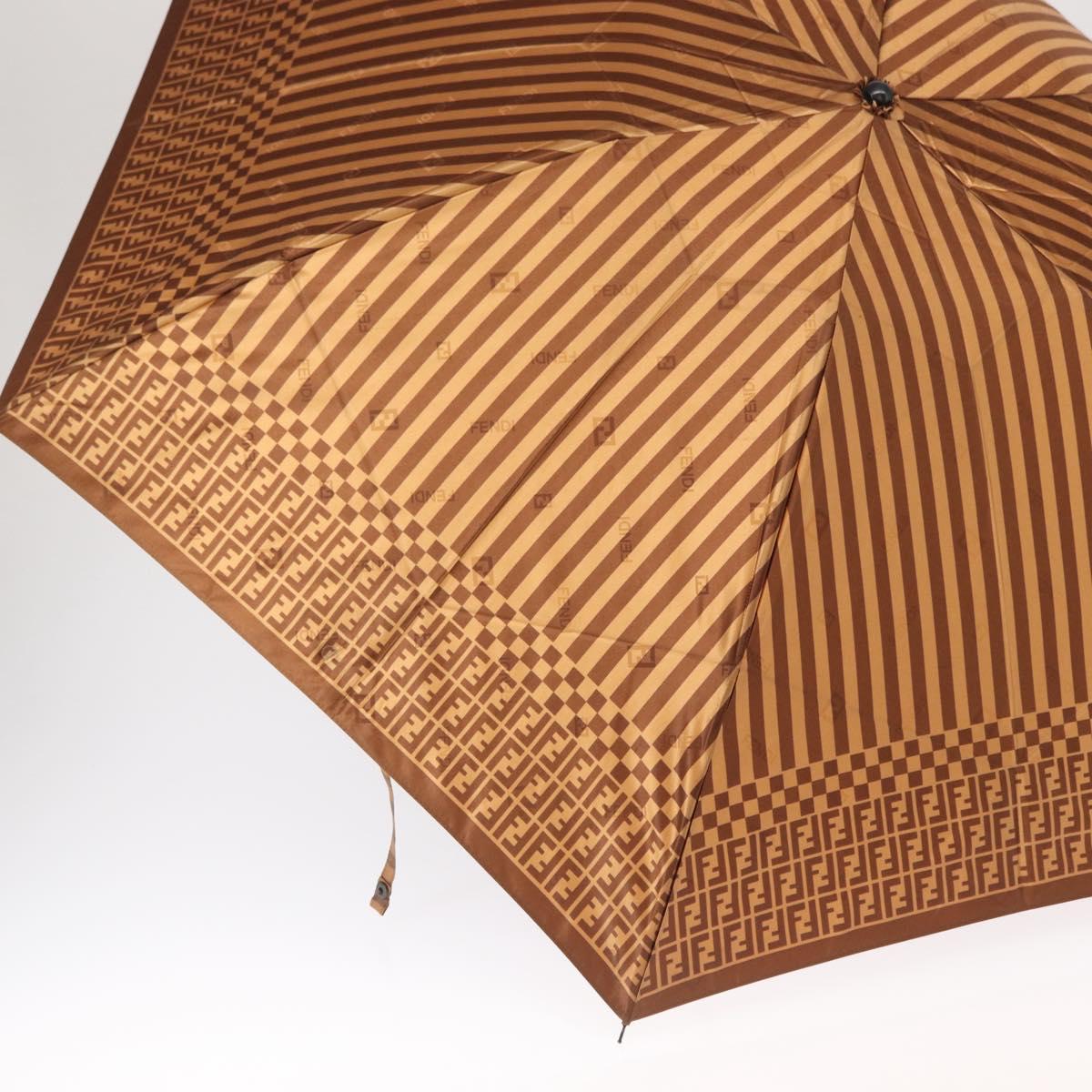 FENDI Zucchino Canvas Umbrella Nylon Brown Auth 157546V