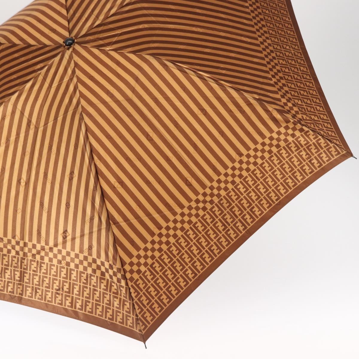 FENDI Zucchino Canvas Umbrella Nylon Brown Auth 157546V