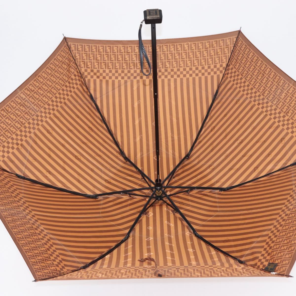 FENDI Zucchino Canvas Umbrella Nylon Brown Auth 157546V
