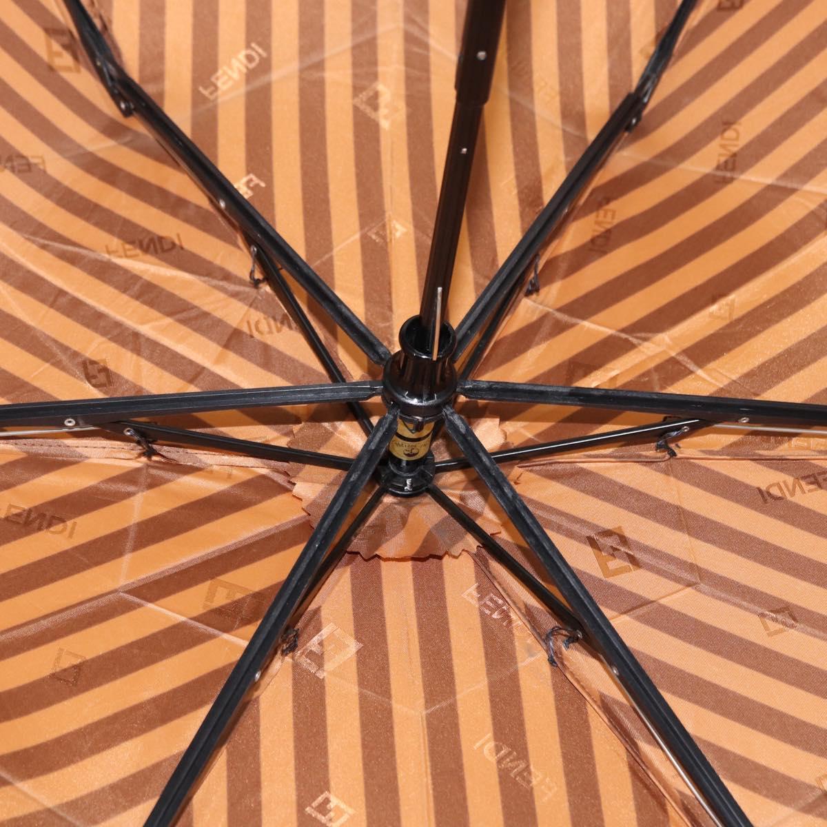 FENDI Zucchino Canvas Umbrella Nylon Brown Auth 157546V