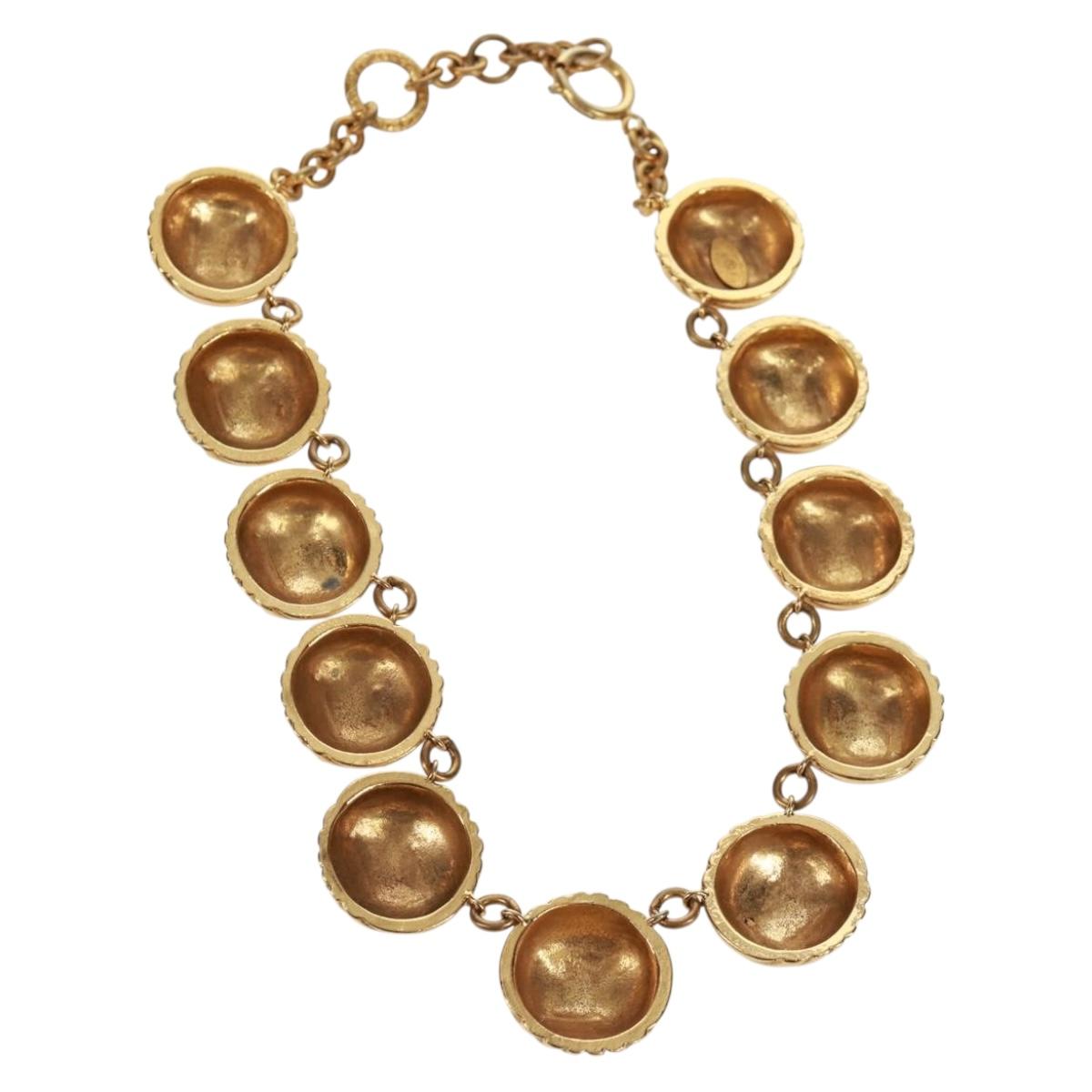 CHANEL Necklace metal Gold CC Auth 157548SAV