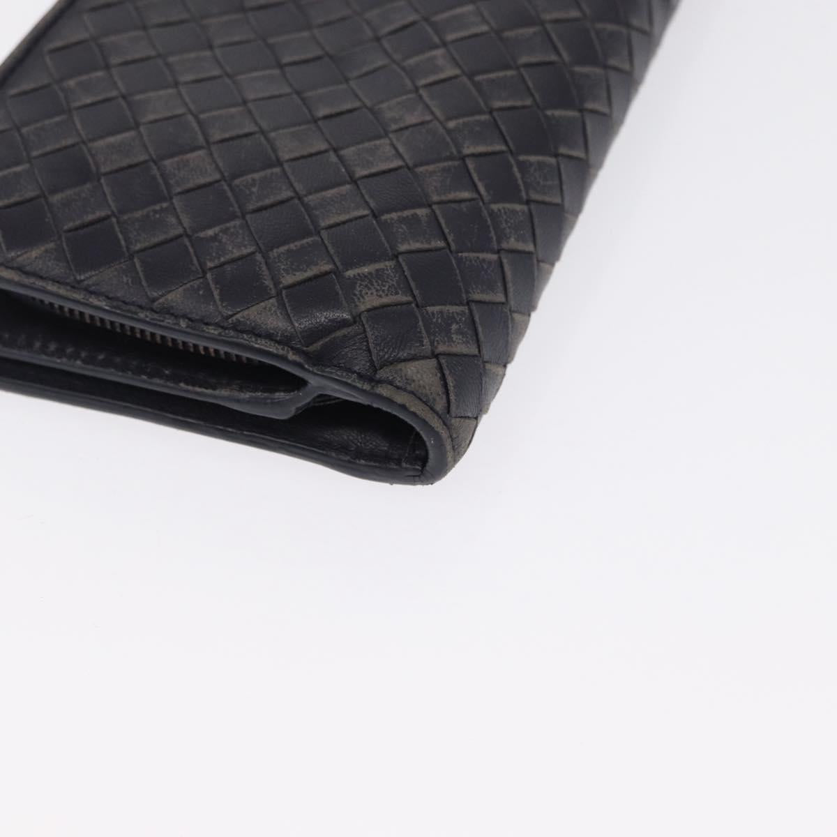 BOTTEGA VENETA INTRECCIATO Long Wallet Leather Black Auth 157551