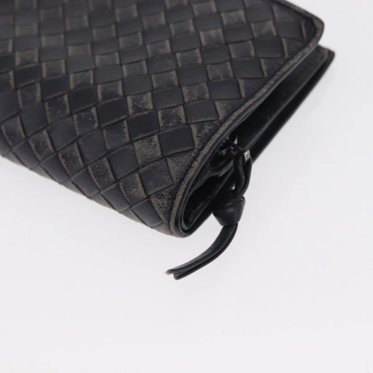 BOTTEGA VENETA INTRECCIATO Long Wallet Leather Black Auth 157551