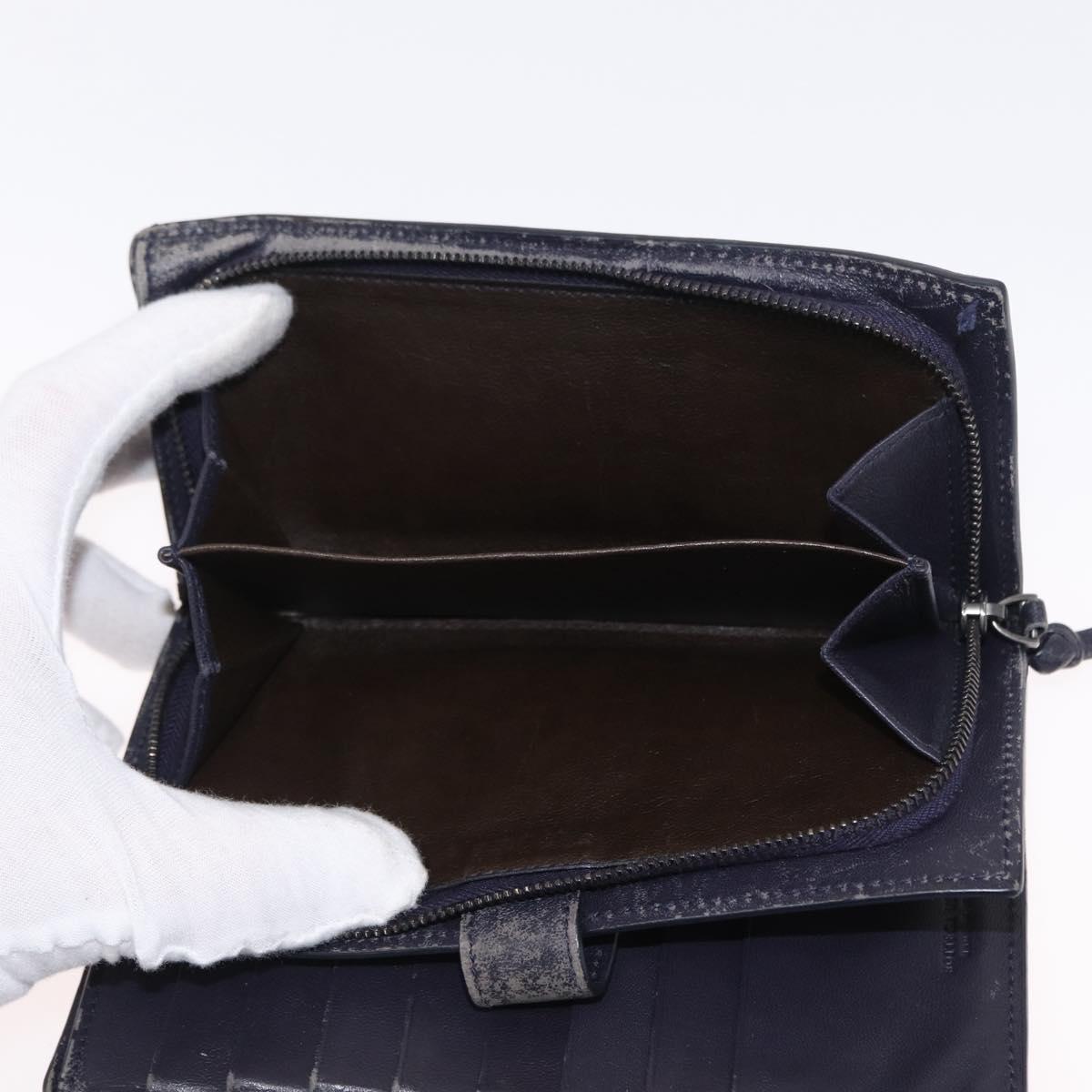 BOTTEGA VENETA INTRECCIATO Long Wallet Leather Black Auth 157551