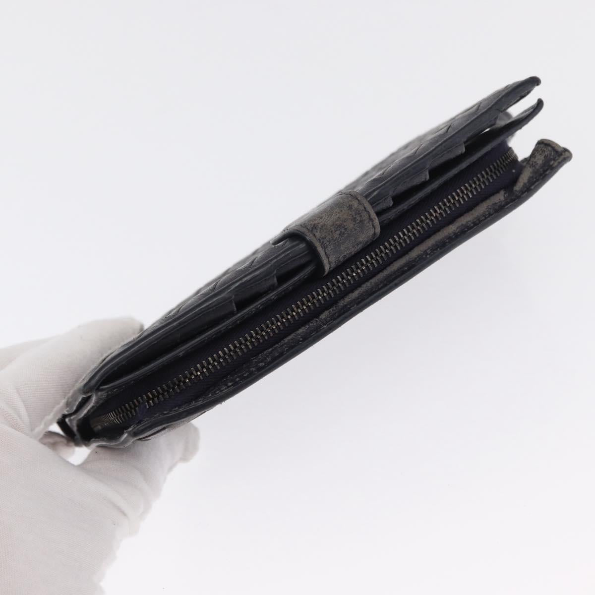 BOTTEGA VENETA INTRECCIATO Long Wallet Leather Black Auth 157551