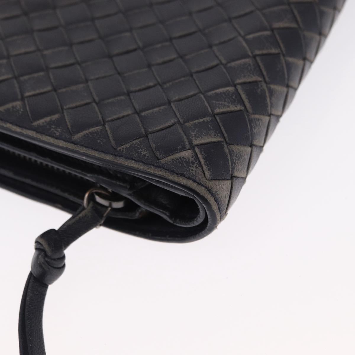 BOTTEGA VENETA INTRECCIATO Long Wallet Leather Black Auth 157551