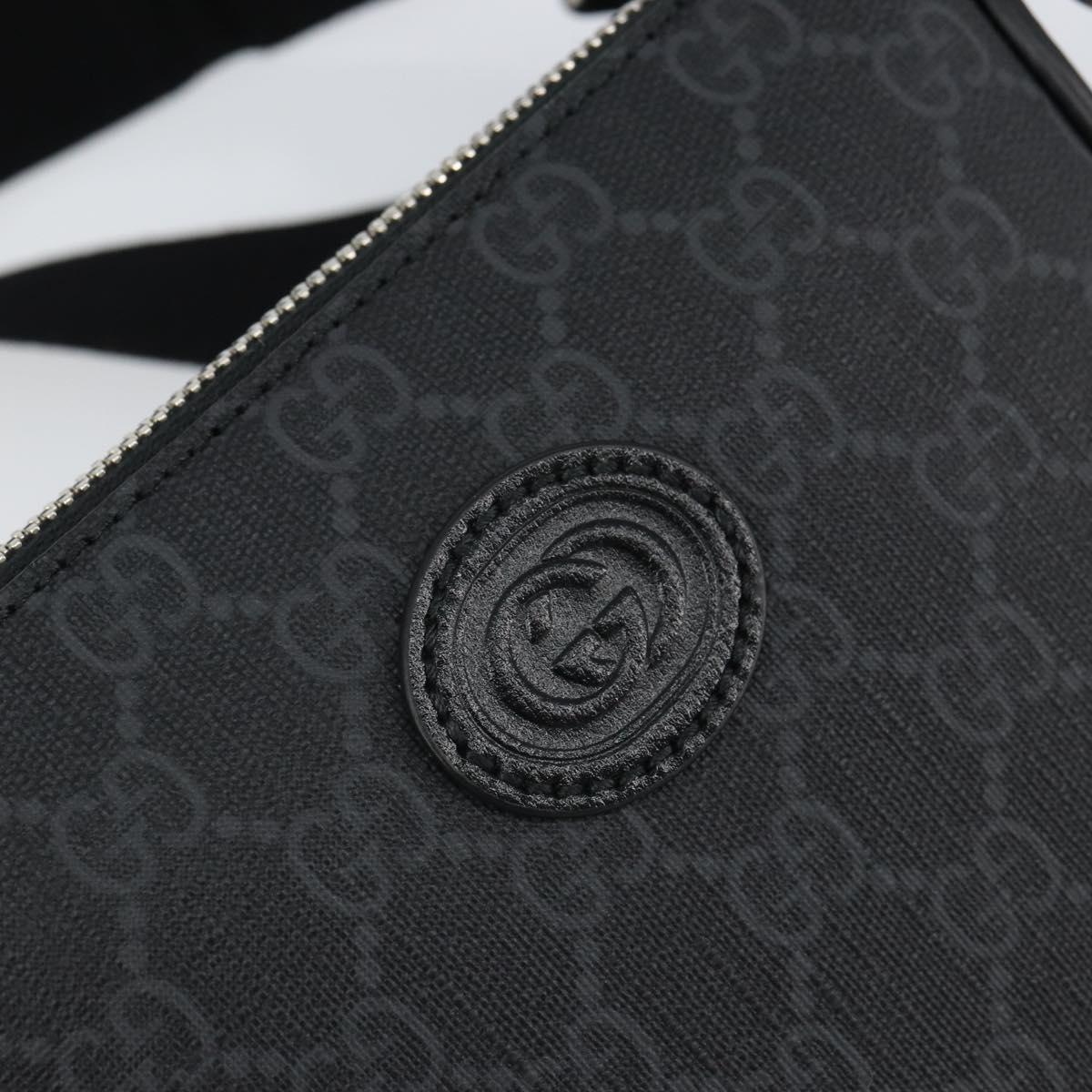 GUCCI GG Supreme Shoulder Bag PVC Black Silver Auth 157567SAV