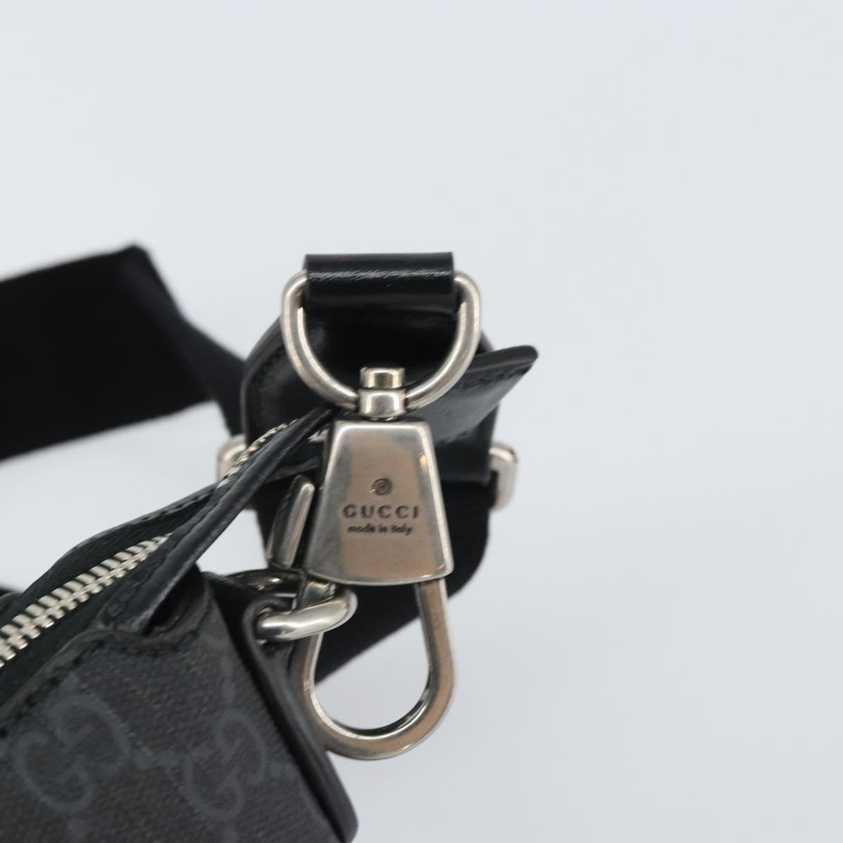 GUCCI GG Supreme Shoulder Bag PVC Black Silver Auth 157567SAV