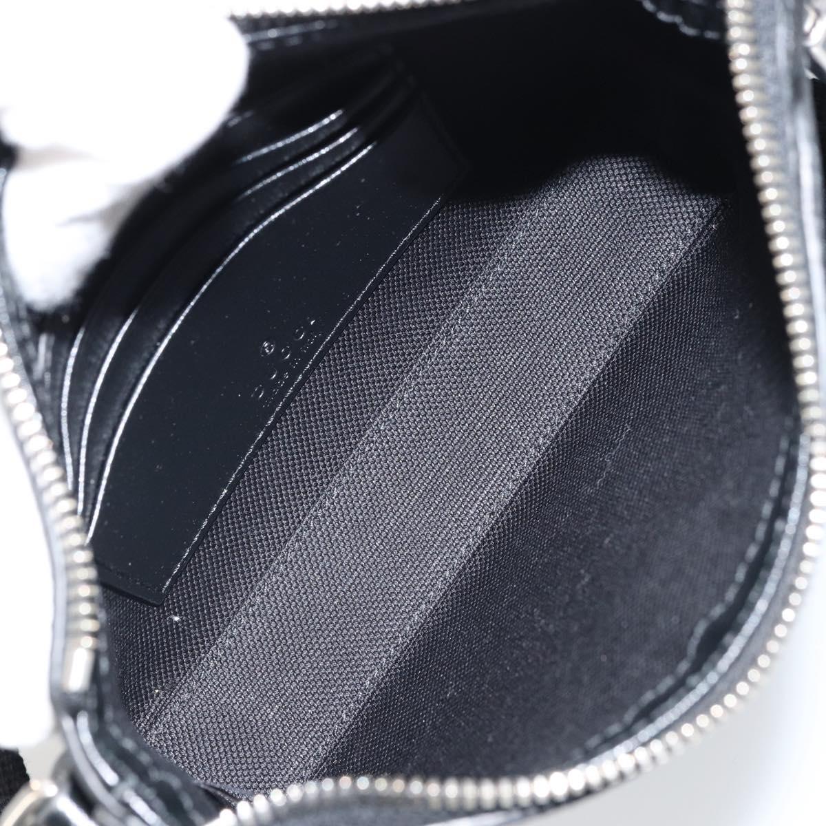 GUCCI GG Supreme Shoulder Bag PVC Black Silver Auth 157567SAV