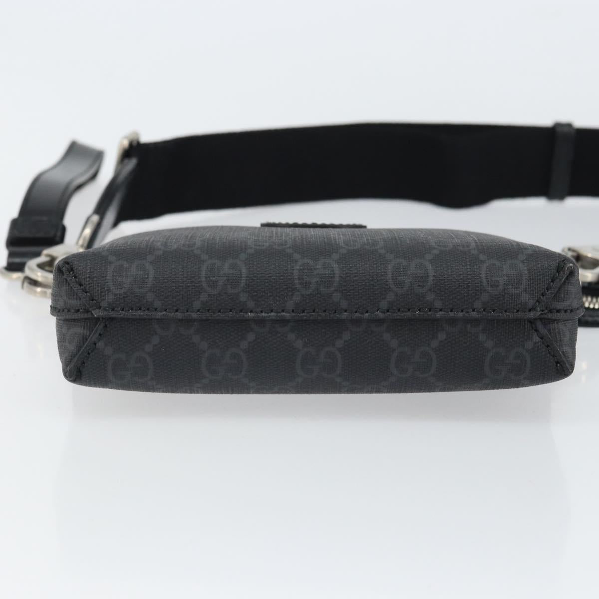 GUCCI GG Supreme Shoulder Bag PVC Black Silver Auth 157567SAV