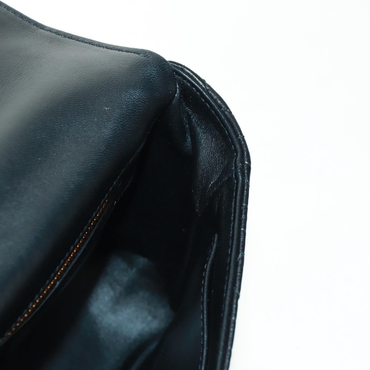 Christian Dior Caro Medium Cannage Bag Calf Skin Black Gold Auth 157570SM