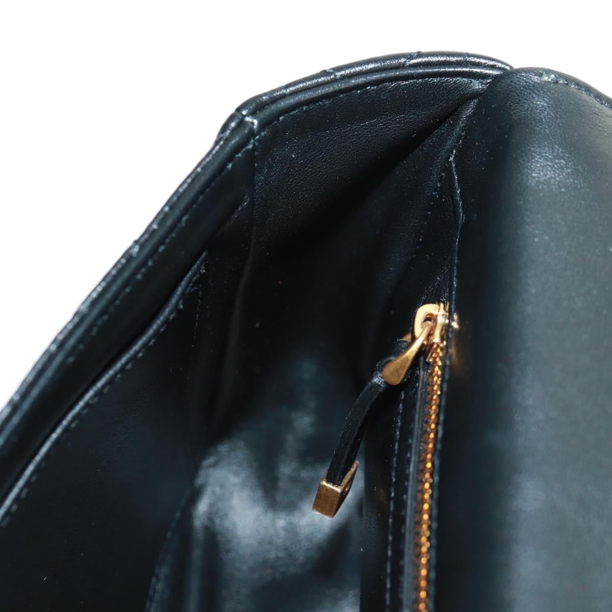 Christian Dior Caro Medium Cannage Bag Calf Skin Black Gold Auth 157570SM