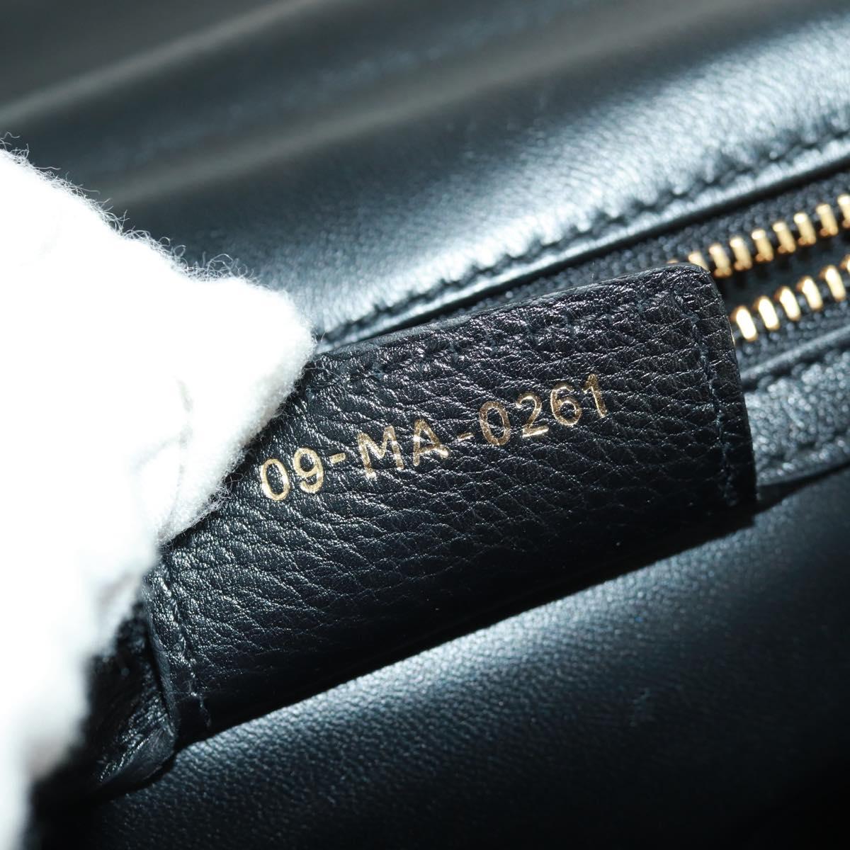 Christian Dior Caro Medium Cannage Bag Calf Skin Black Gold Auth 157570SM