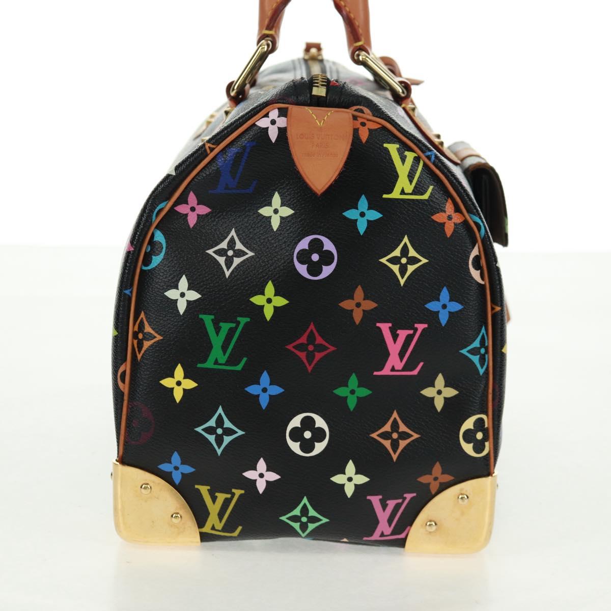 LOUIS VUITTON Monogram Multicolor Speedy 30 Hand Bag Black M92642 Auth 157571SM