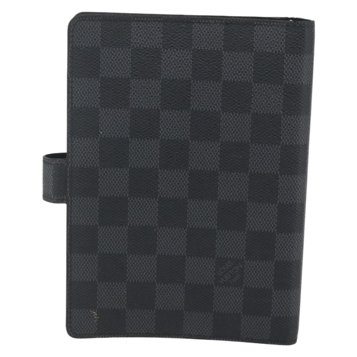 LOUIS VUITTON Damier Graphite Agenda MM Day Planner Cover R20242 LV Auth 157572