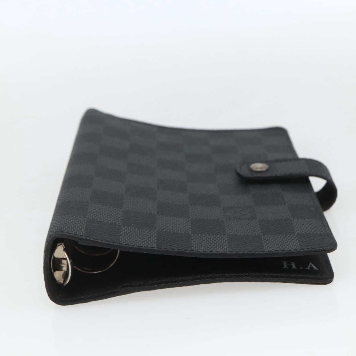 LOUIS VUITTON Damier Graphite Agenda MM Day Planner Cover R20242 LV Auth 157572