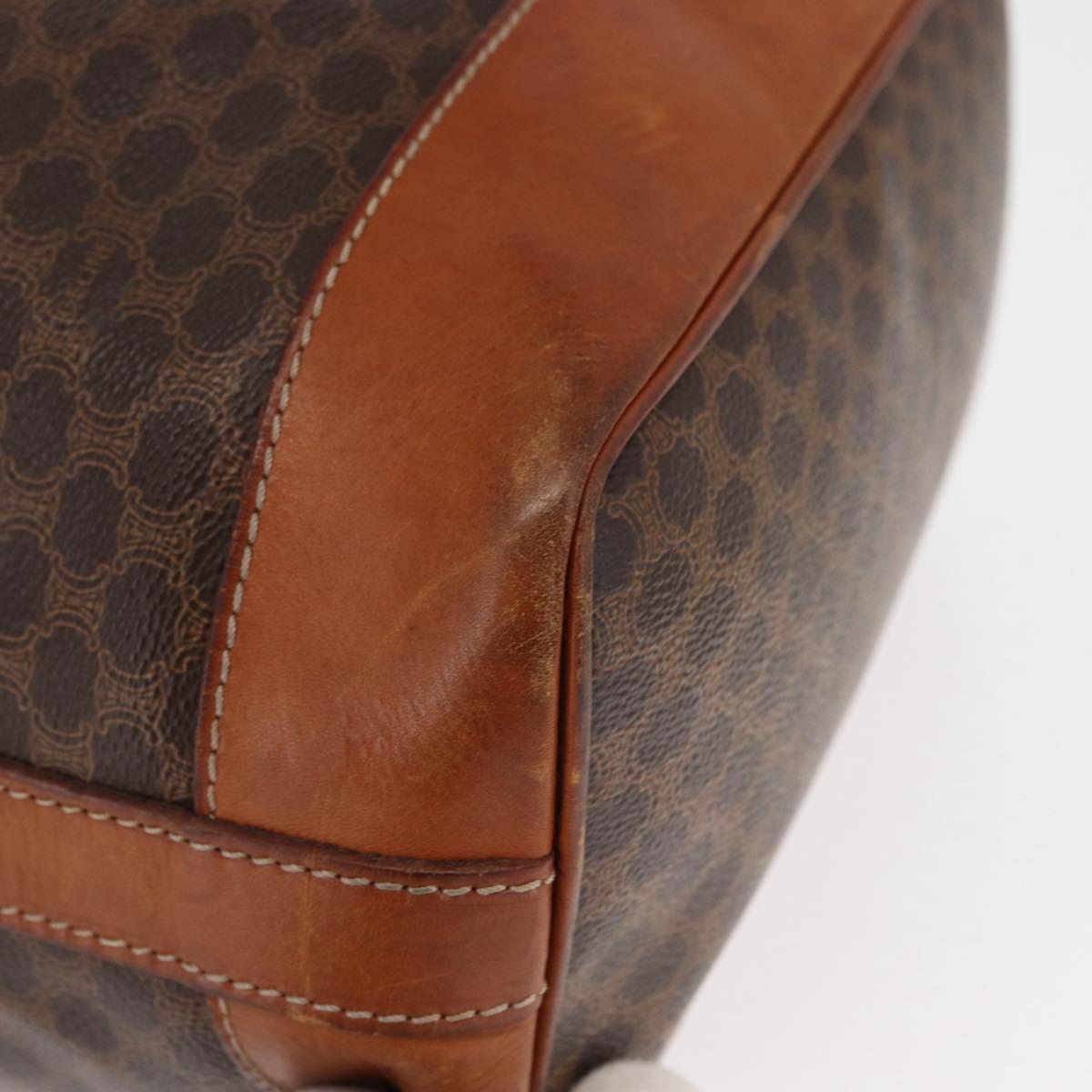 CELINE Macadam Canvas Shoulder Bag PVC Leather Brown Gold Auth 157577