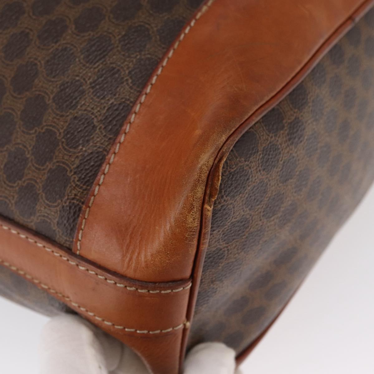 CELINE Macadam Canvas Shoulder Bag PVC Leather Brown Gold Auth 157577