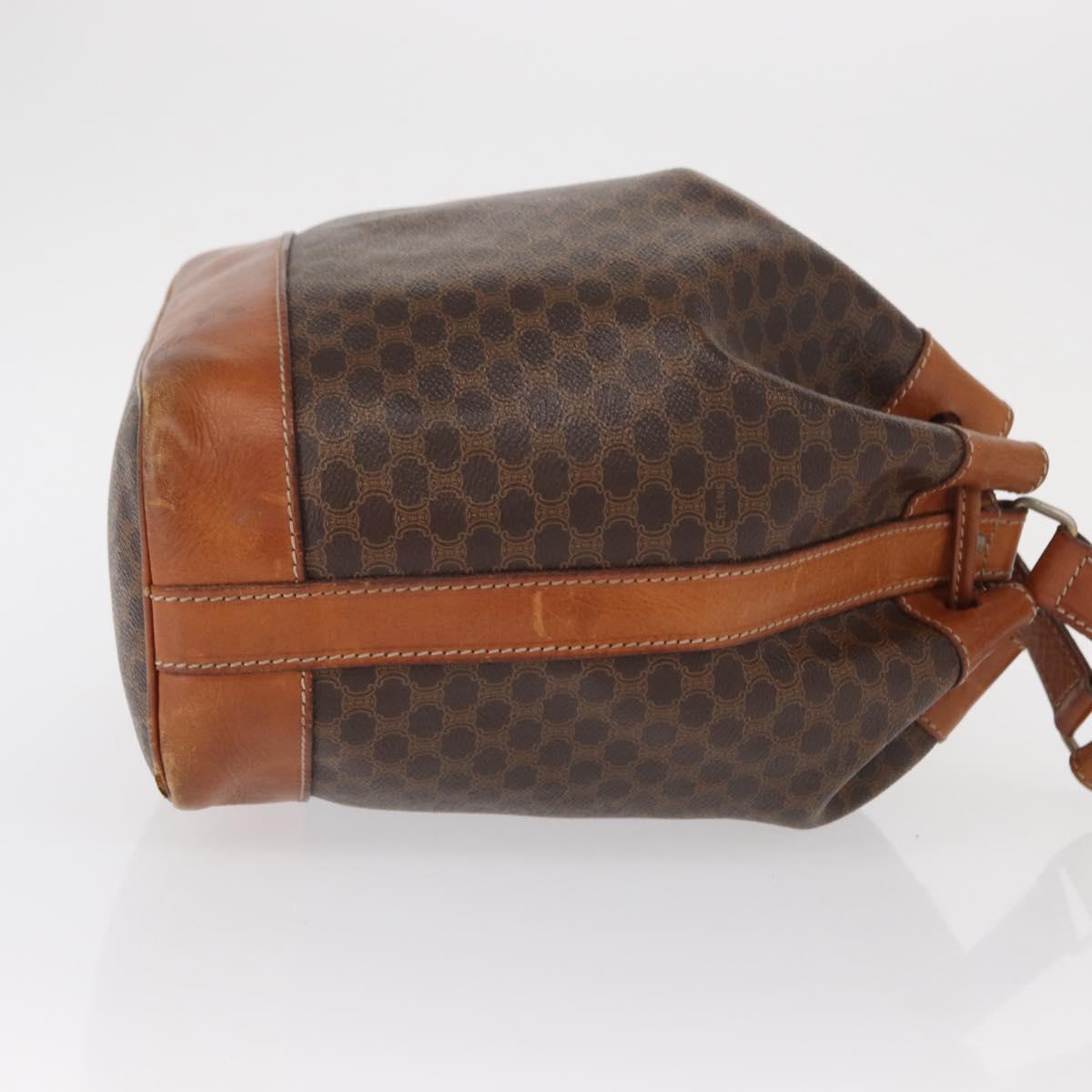 CELINE Macadam Canvas Shoulder Bag PVC Leather Brown Gold Auth 157577