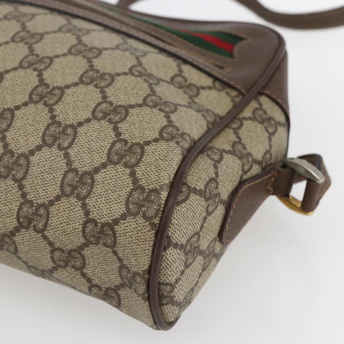 GUCCI GG Supreme Web Sherry Line Bag PVC Beige Gold 001 56 6472 Auth 157580