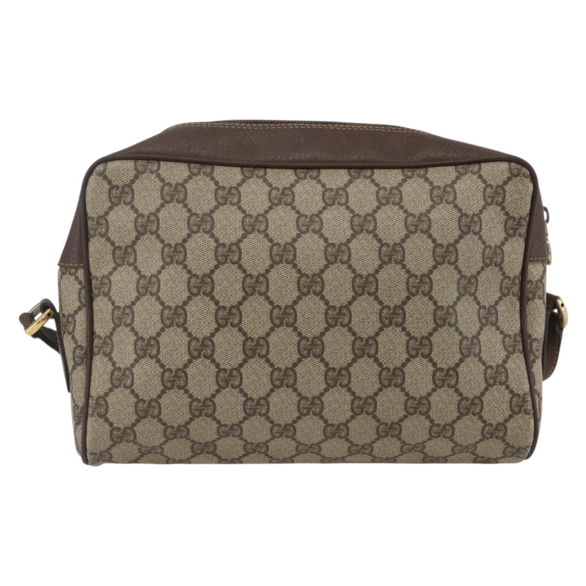 GUCCI GG Supreme Web Sherry Line Bag PVC Beige Gold 001 56 6472 Auth 157580