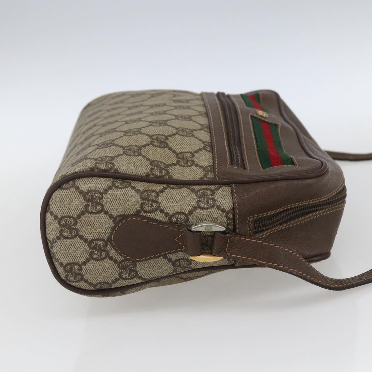 GUCCI GG Supreme Web Sherry Line Bag PVC Beige Gold 001 56 6472 Auth 157580