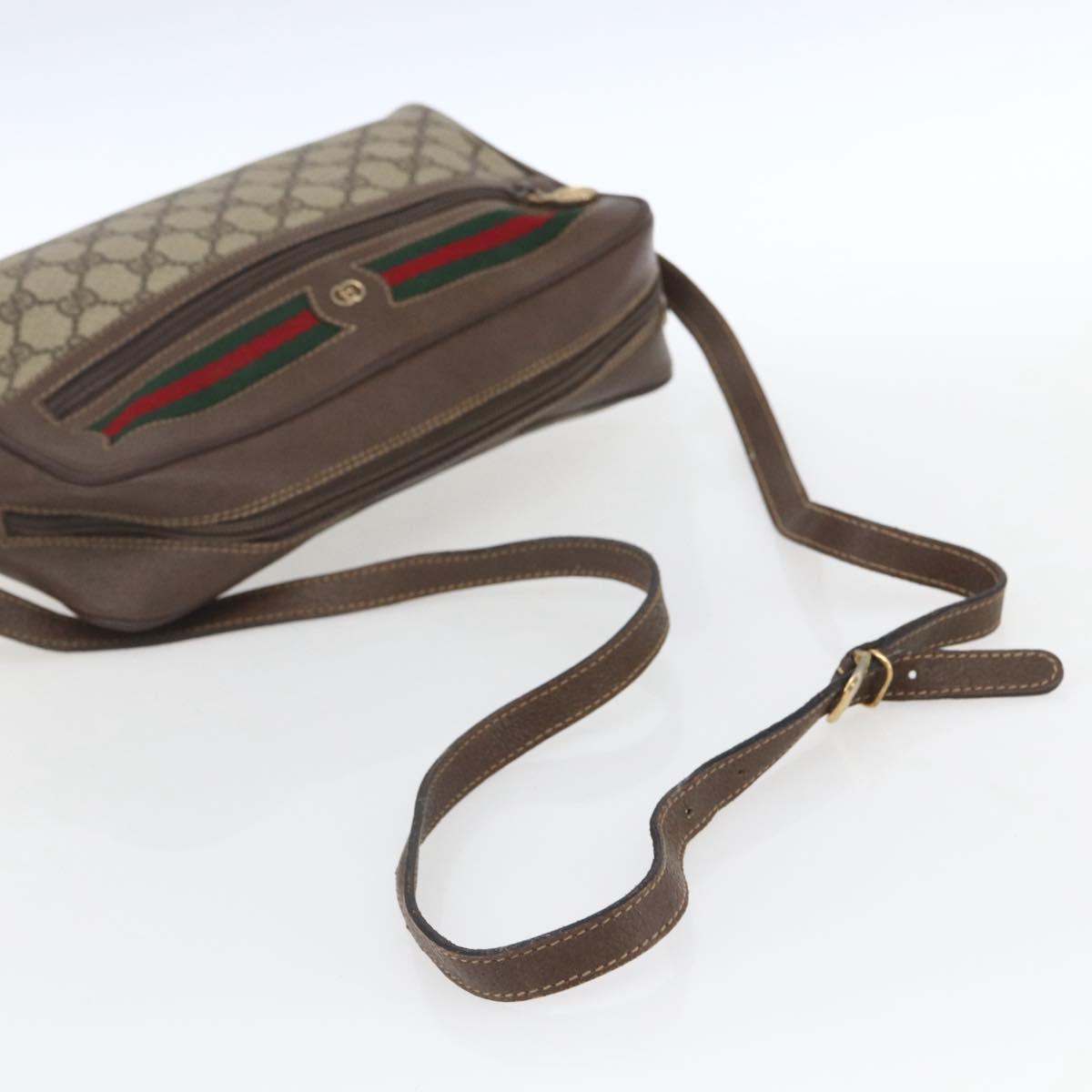 GUCCI GG Supreme Web Sherry Line Bag PVC Beige Gold 001 56 6472 Auth 157580