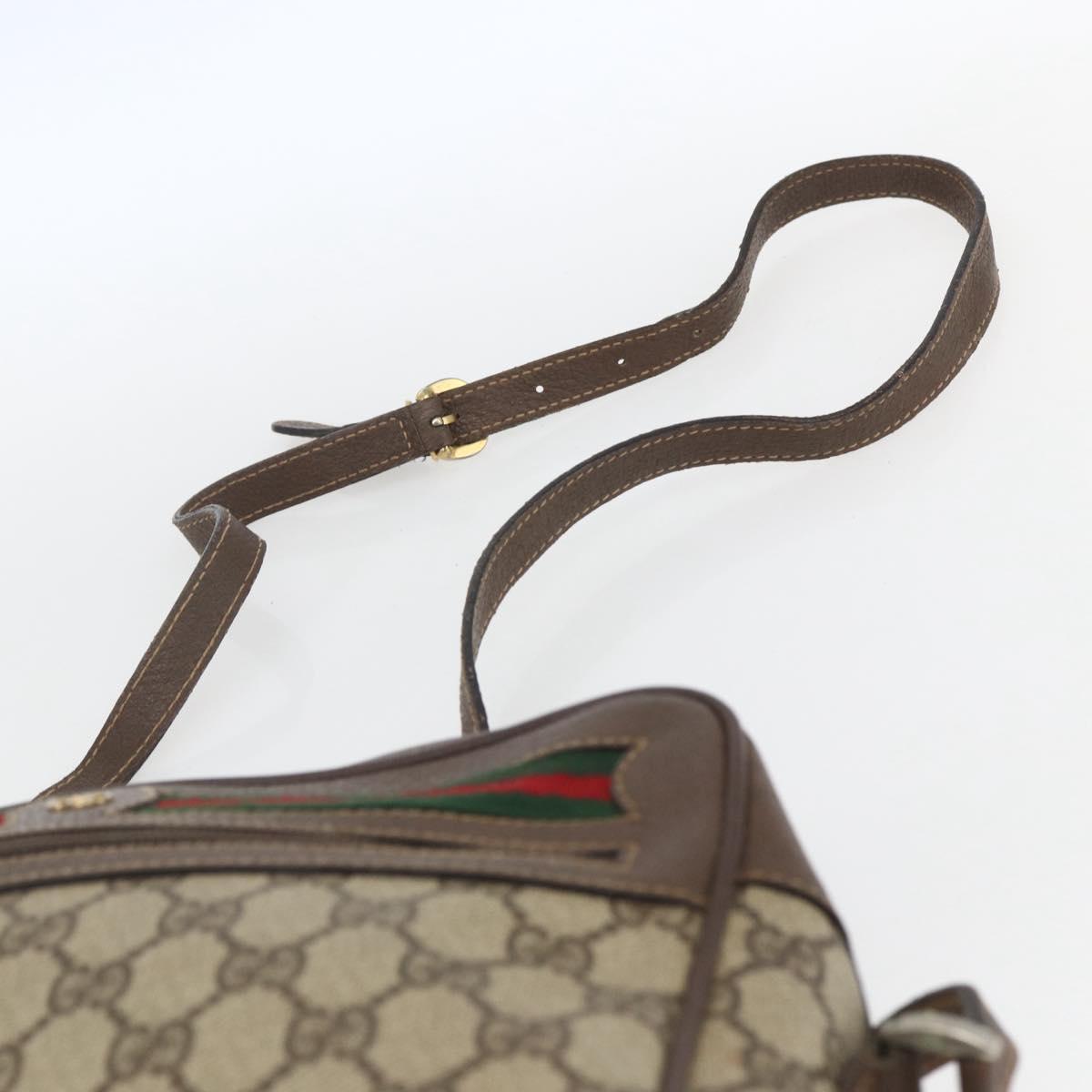 GUCCI GG Supreme Web Sherry Line Bag PVC Beige Gold 001 56 6472 Auth 157580