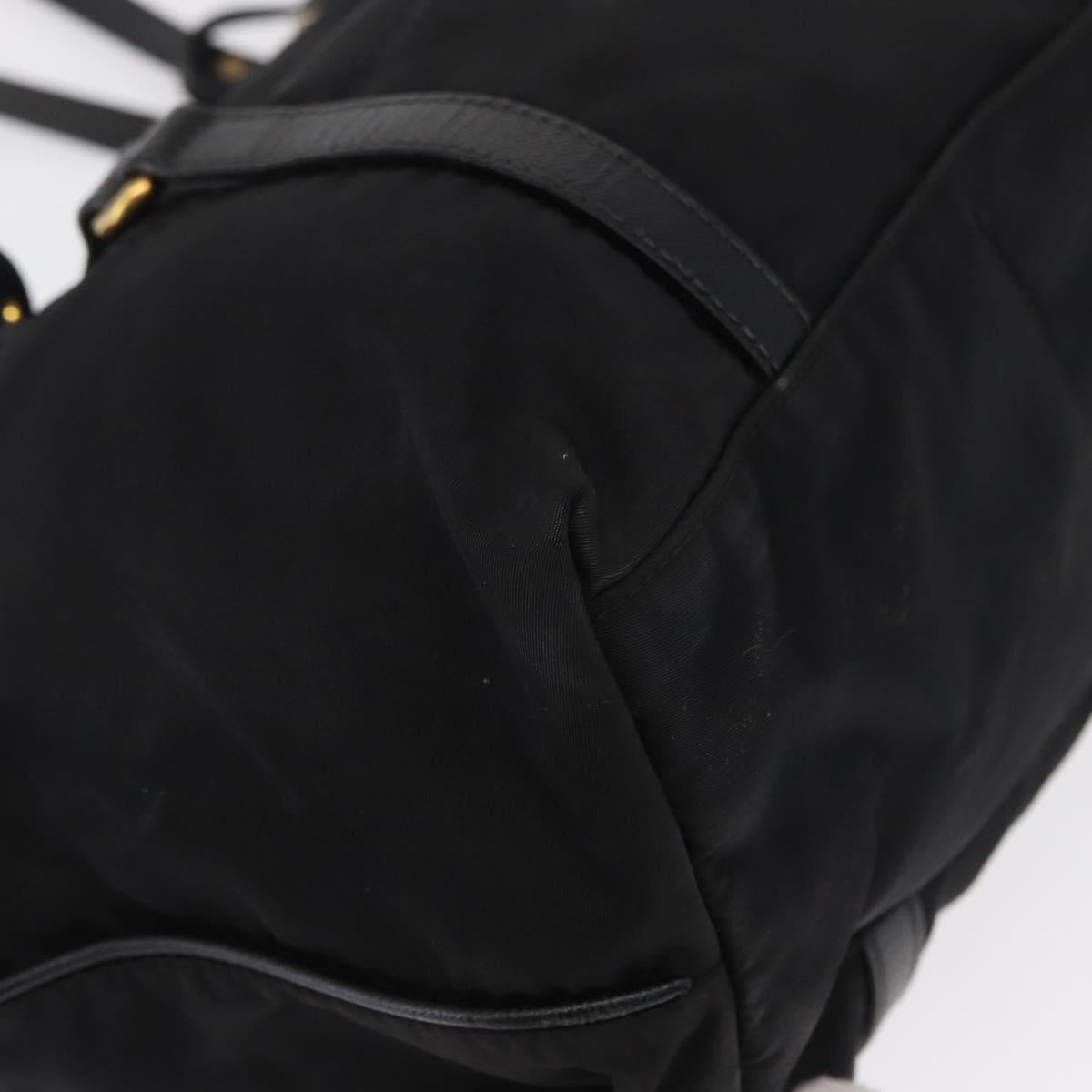 PRADA Tote Bag Nylon Black Gold Auth 157581