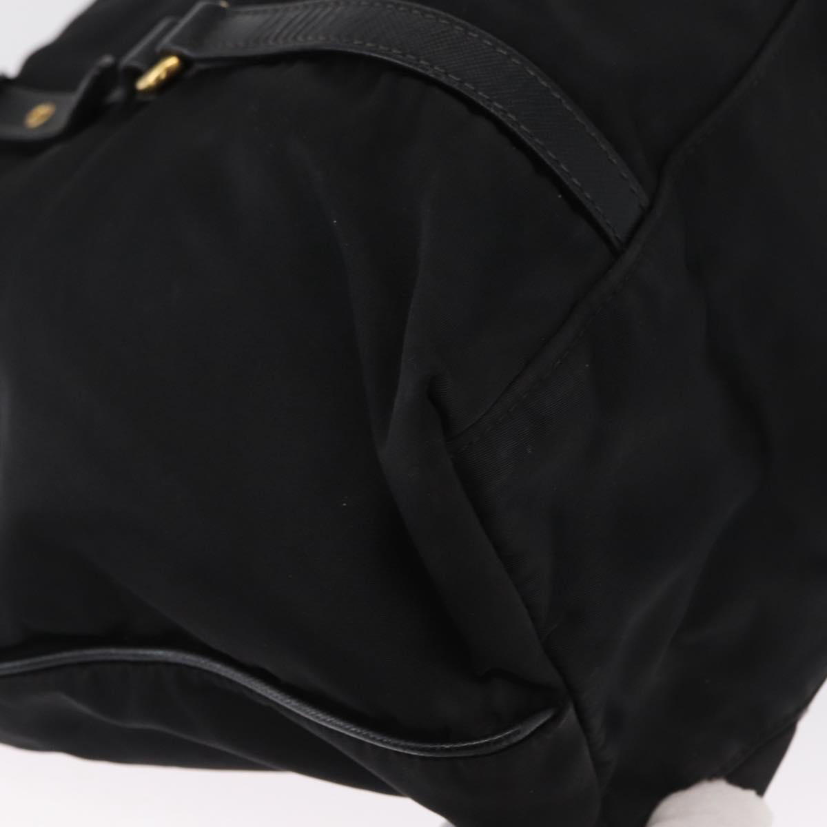 PRADA Tote Bag Nylon Black Gold Auth 157581