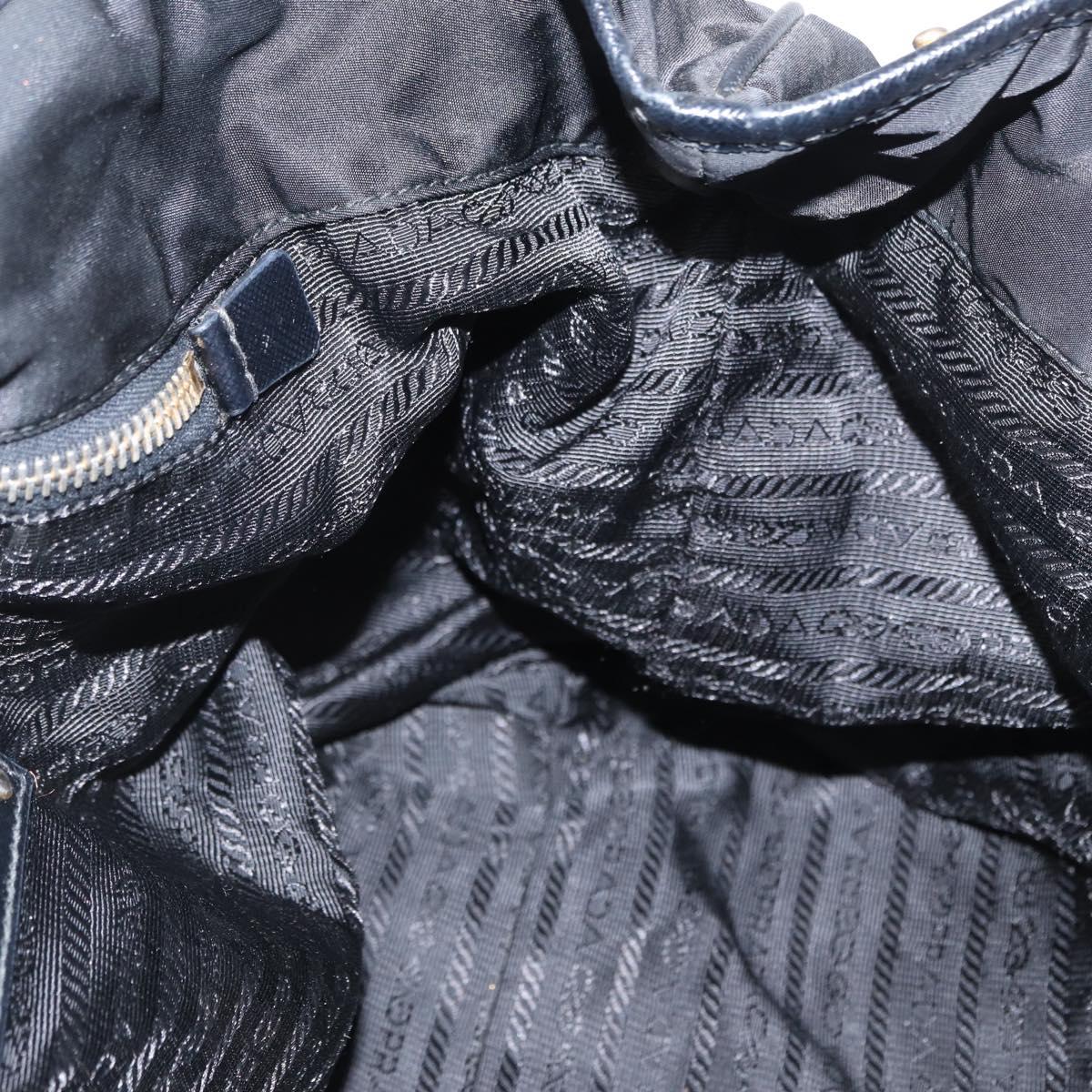 PRADA Tote Bag Nylon Black Gold Auth 157581