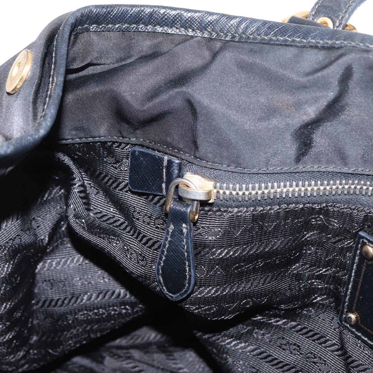 PRADA Tote Bag Nylon Black Gold Auth 157581