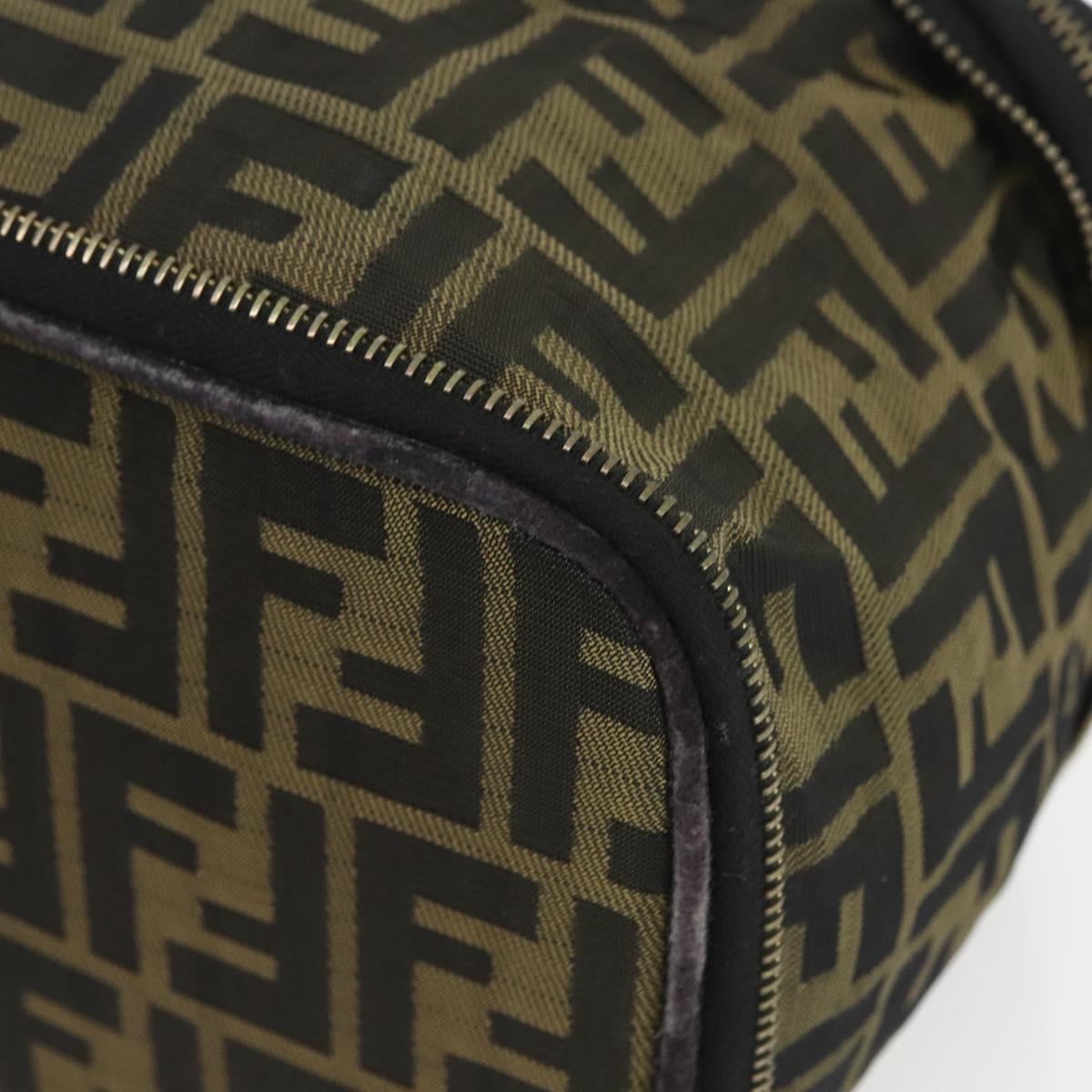 FENDI Zucca Canvas Vanity Pouch Black Brown Auth 157583