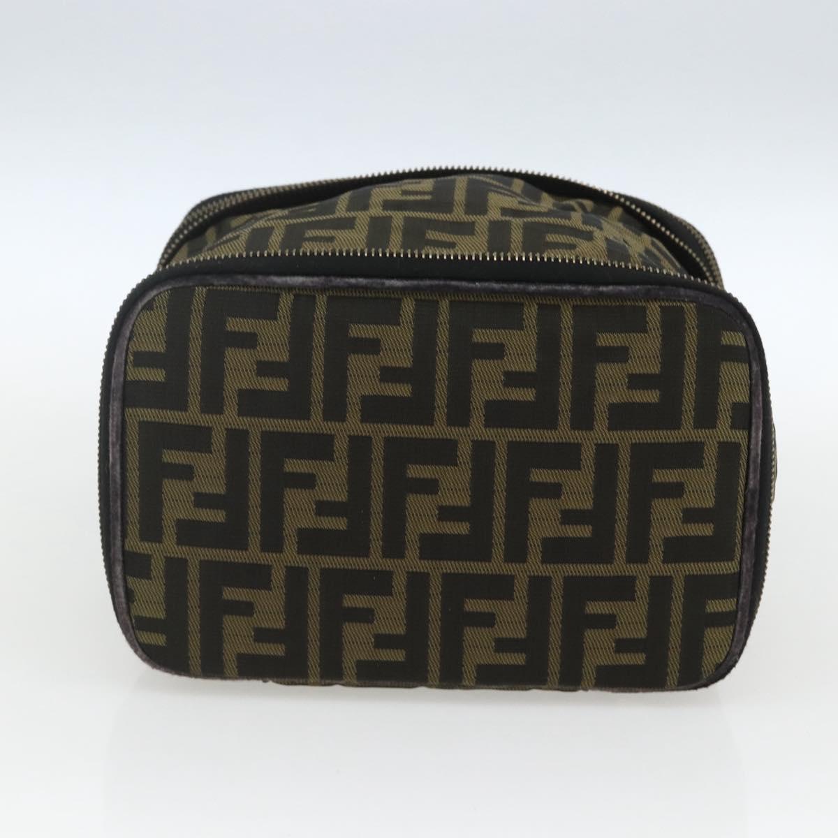 FENDI Zucca Canvas Vanity Pouch Black Brown Auth 157583