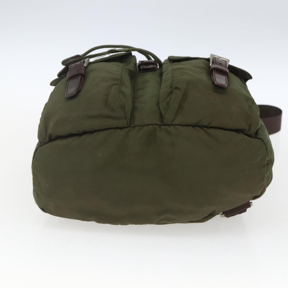PRADA Backpack Nylon Khaki Silver Auth 157586
