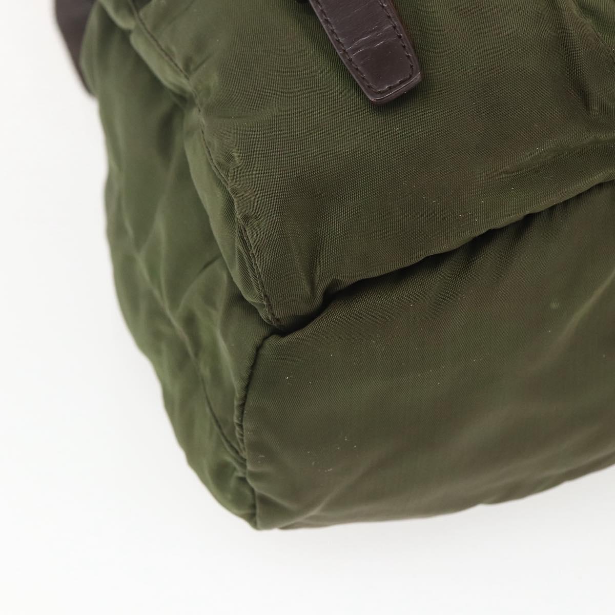 PRADA Backpack Nylon Khaki Silver Auth 157586