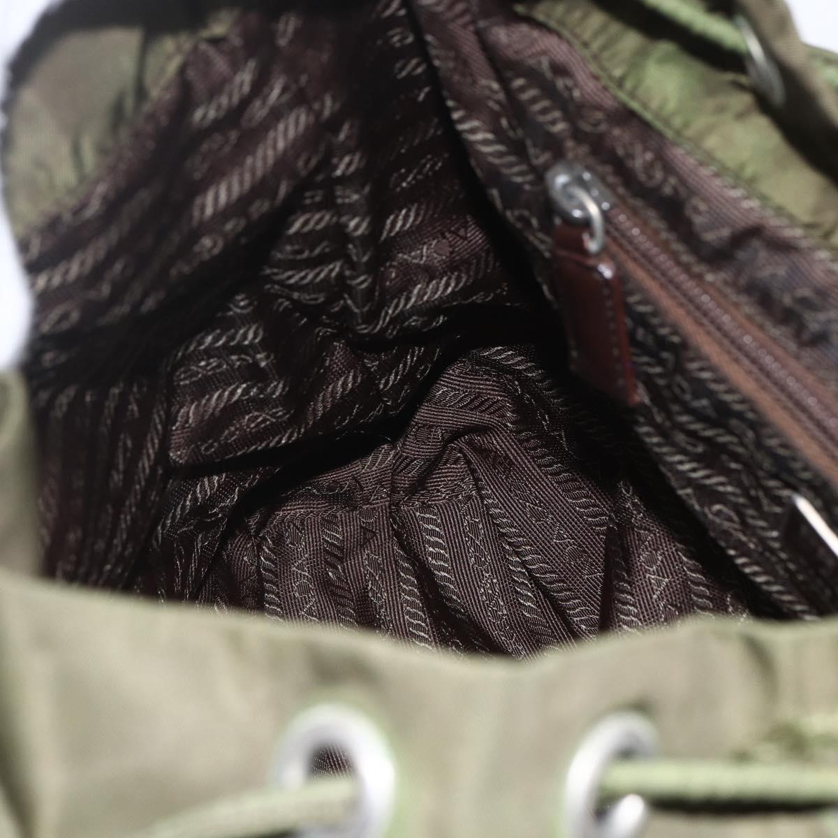 PRADA Backpack Nylon Khaki Silver Auth 157586