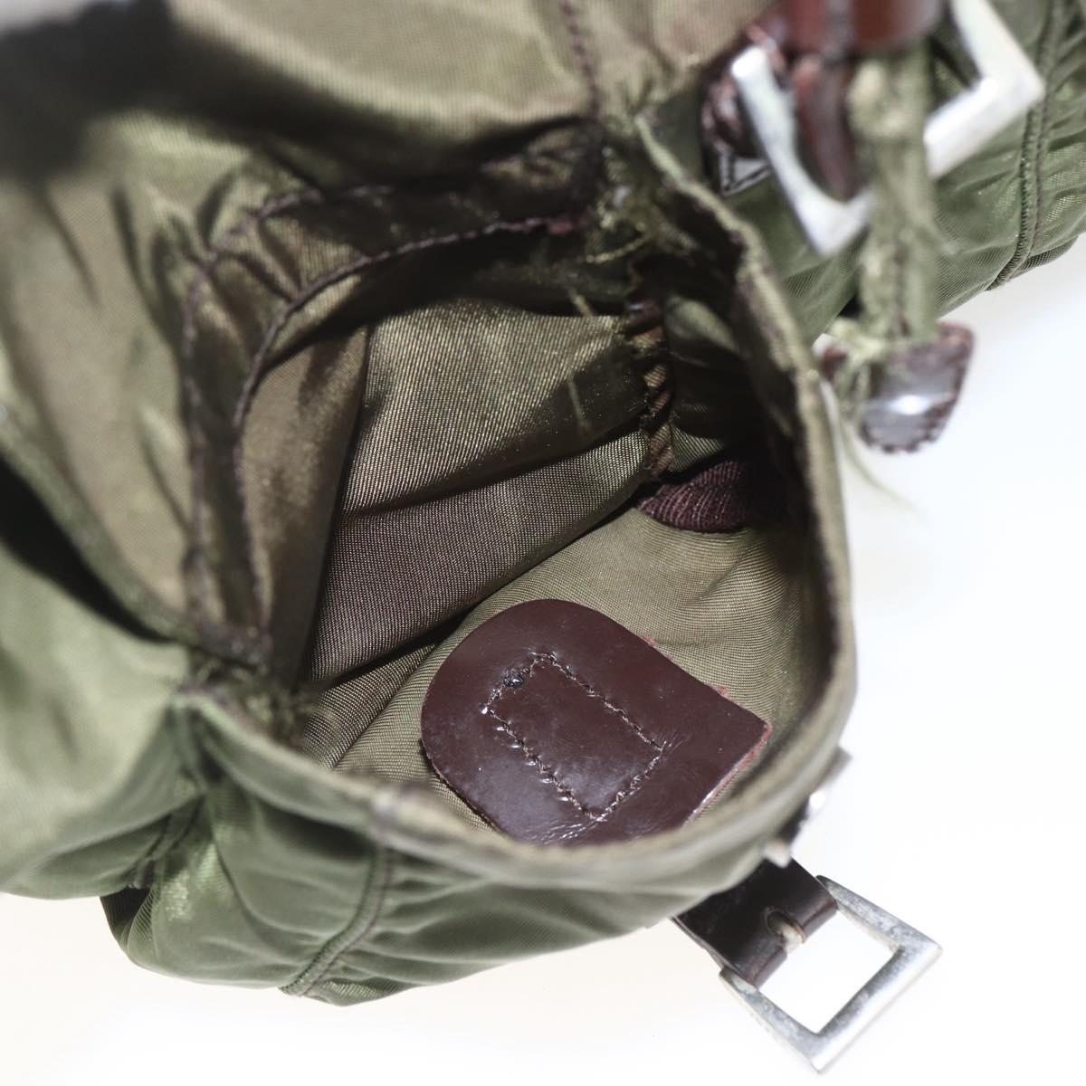 PRADA Backpack Nylon Khaki Silver Auth 157586