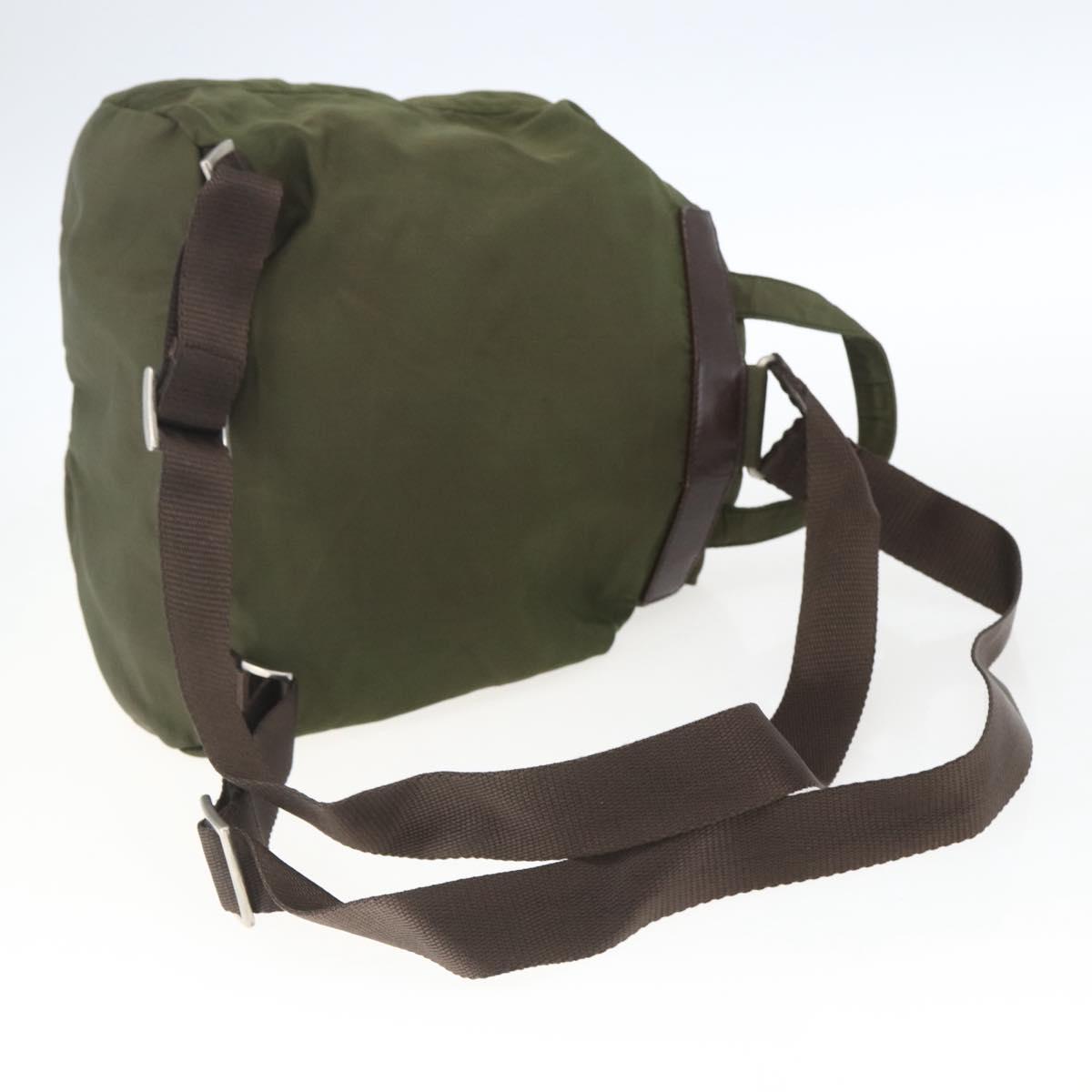 PRADA Backpack Nylon Khaki Silver Auth 157586