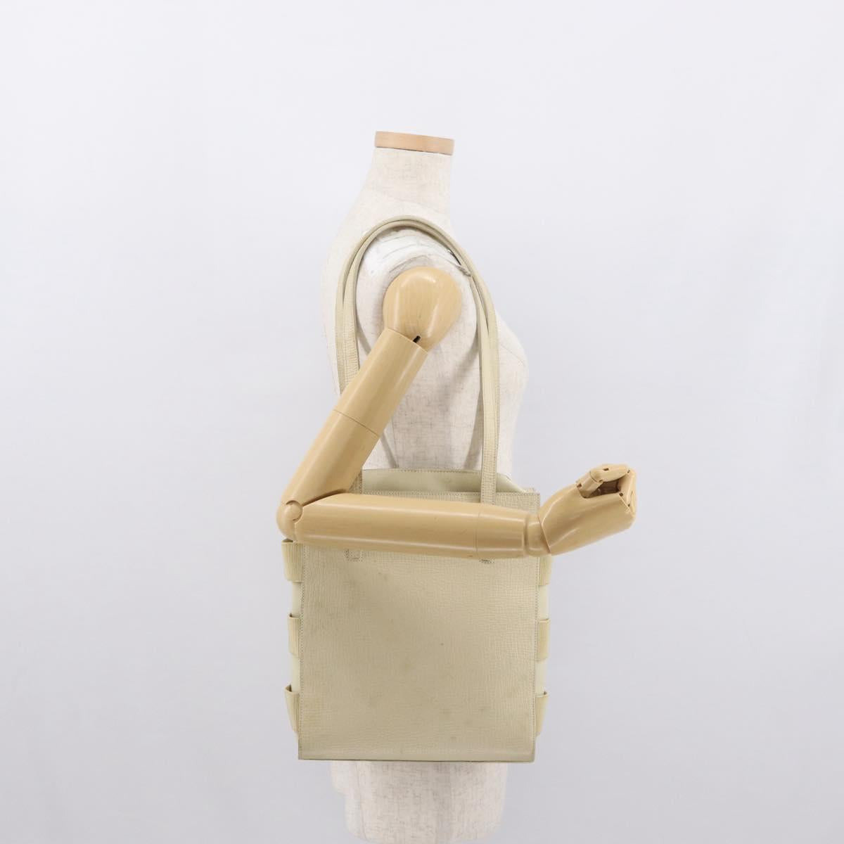 LOEWE Shoulder Bag Leather White Silver Auth 157588