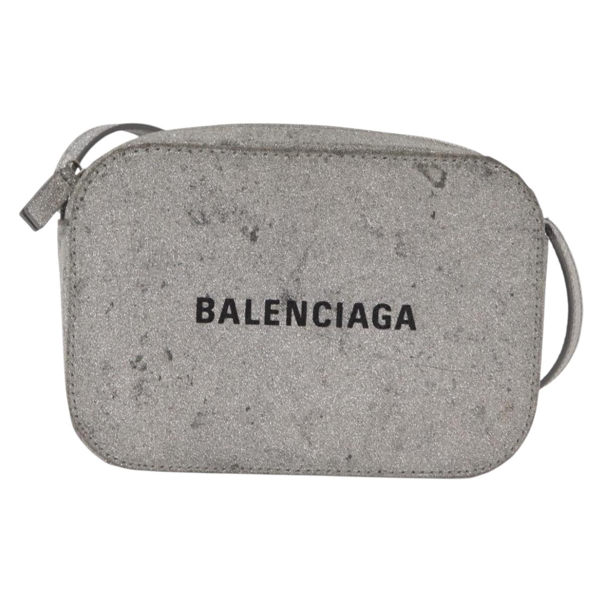 BALENCIAGA Everyday Camera Bag XS Shoulder Bag Leather Silver 552372 Auth 157590