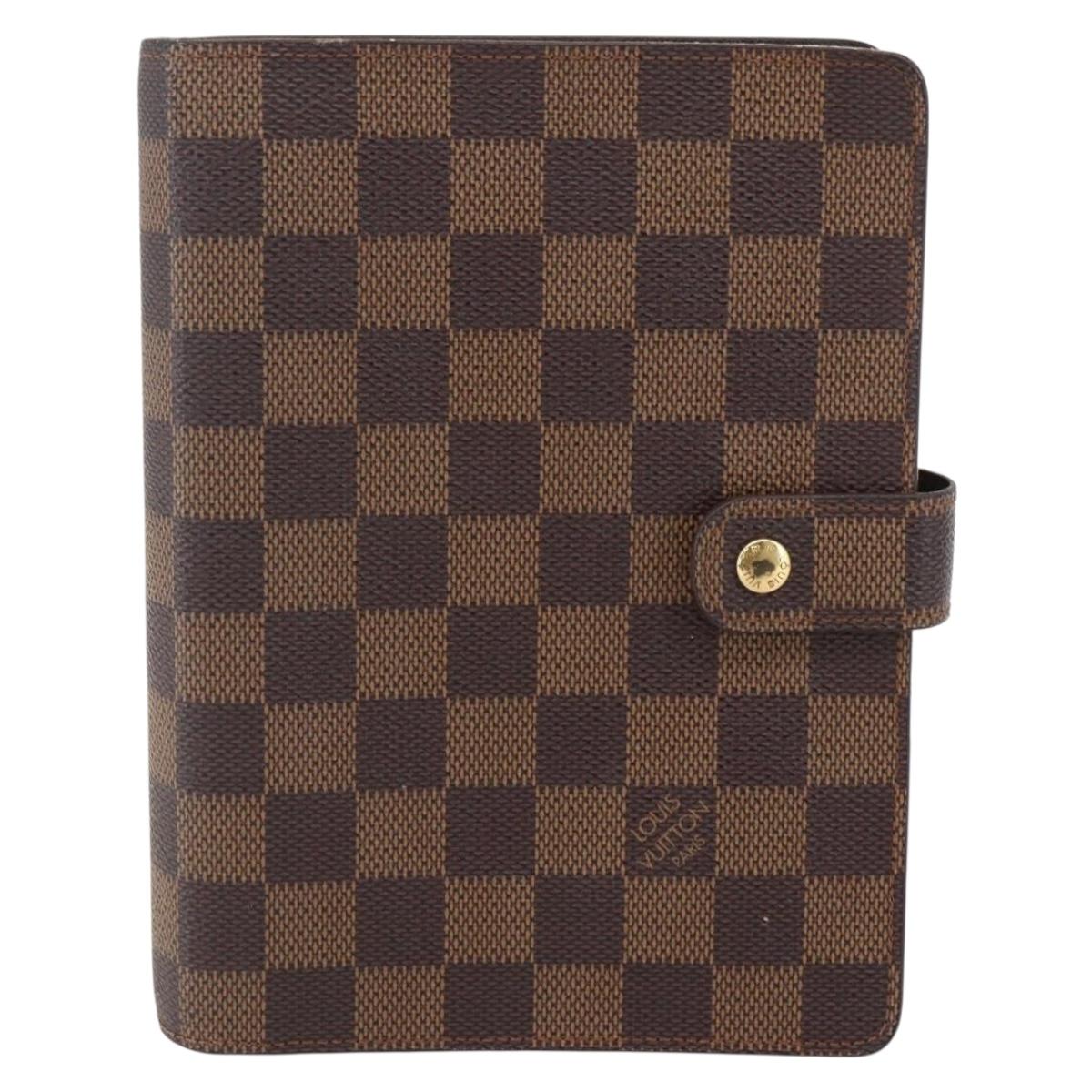 LOUIS VUITTON Damier Ebene Agenda MM Day Planner Cover R20240 LV Auth 157613