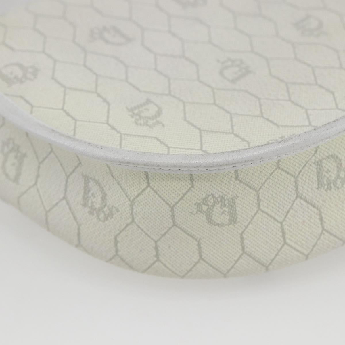 Christian Dior Honeycomb Canvas Shoulder Bag PVC Gold White Auth 157616
