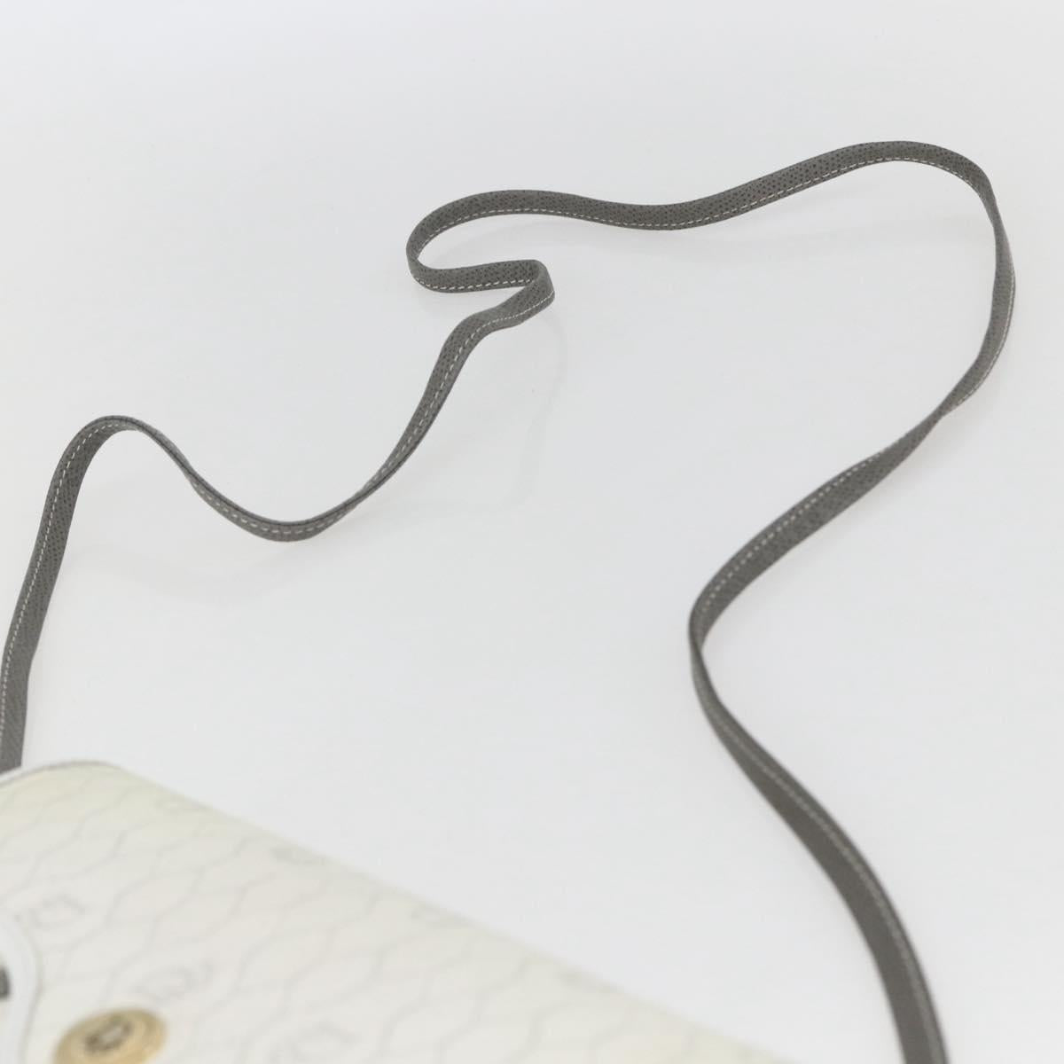 Christian Dior Honeycomb Canvas Shoulder Bag PVC Gold White Auth 157616