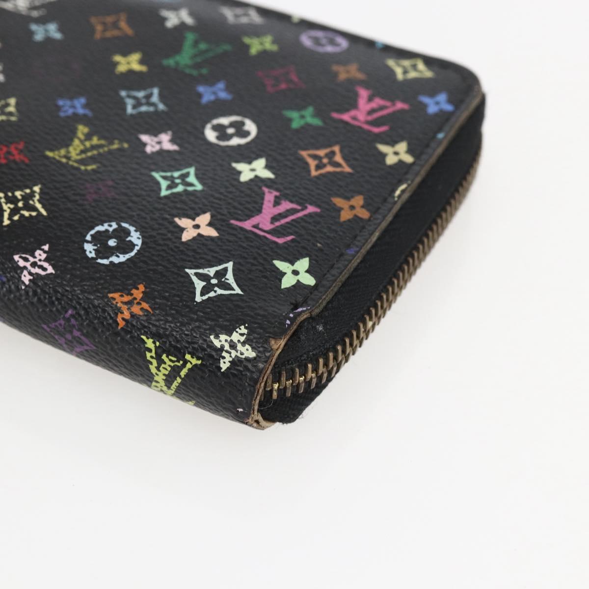 LOUIS VUITTON Monogram Multicolor Zippy Wallet Wallet Black M60243 Auth 157617