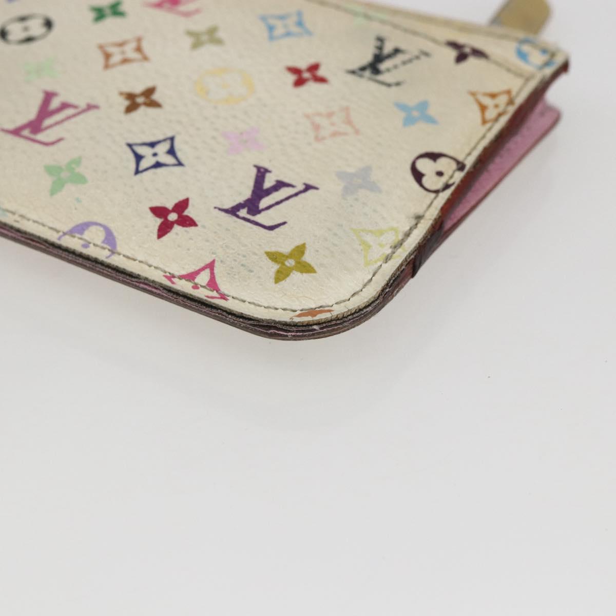 LOUIS VUITTON Multicolor Pochette Cles NM Coin Purse White M93734 LV Auth 157618