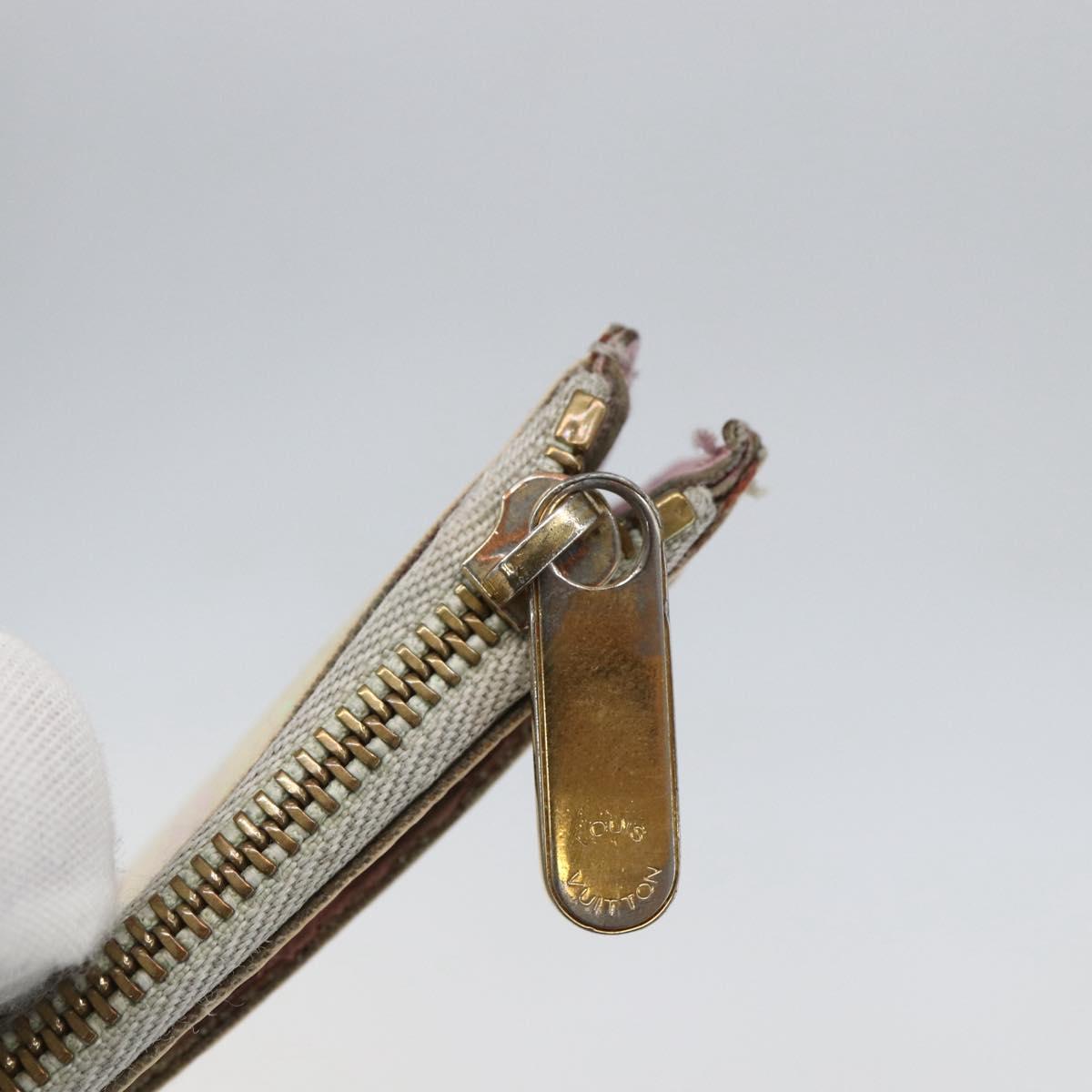 LOUIS VUITTON Multicolor Pochette Cles NM Coin Purse White M93734 LV Auth 157618