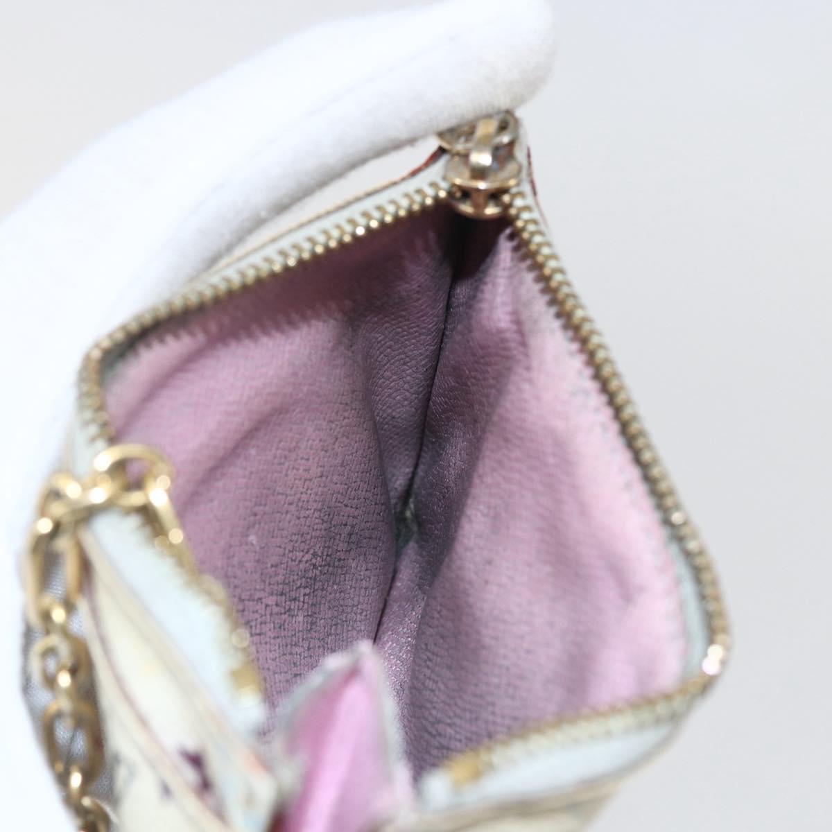 LOUIS VUITTON Multicolor Pochette Cles NM Coin Purse White M93734 LV Auth 157618
